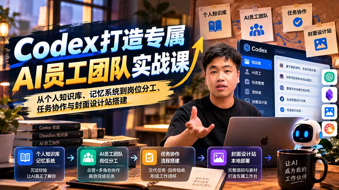 【无水印】Codex打造专属AI员工团队实战课：从个人知识库、记忆系统到岗位分工、任务协作与封面设计站搭建-LanTi云网创