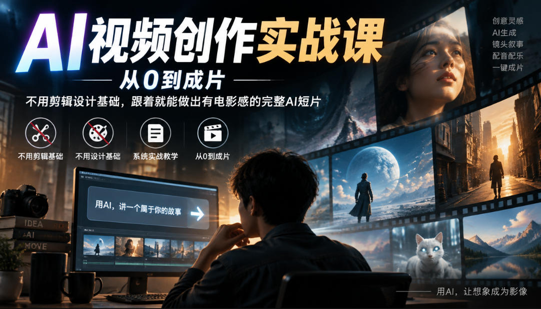 AI视频创作实战课，从0到成片，不用剪辑设计基础，跟着就能做出有电影感的完整AI短片-LanTi云网创