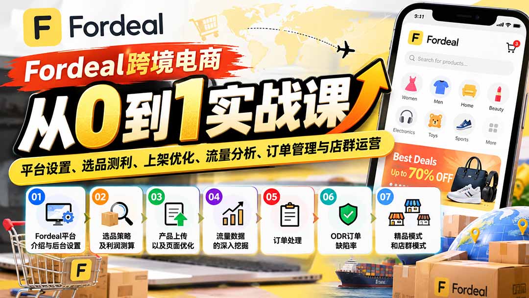 Fordeal跨境电商从0到1实战课：平台设置、选品测利、上架优化、流量分析、订单管理与店群运营-LanTi云网创
