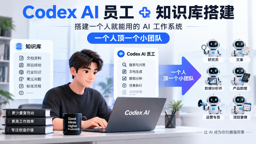 Codex AI员工+知识库搭建，搭建一个人就能用的AI工作系统，一个人顶一个小团队-LanTi云网创
