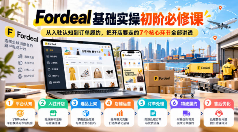 Fordeal基础实操初阶必修课，从入驻认知到订单履约，把开店要走的7个核心环节全部讲透-LanTi云网创