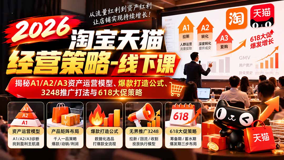 2026淘宝天猫经营策略-线下课：揭秘A1/A2/A3资产运营模型、爆款打造公式、3248推广打法与618大促策略-LanTi云网创