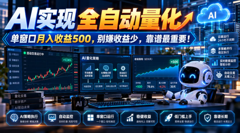 AI实现全自动量化，单窗口月入收益500，别嫌收益少，靠谱最重要！【揭秘】-LanTi云网创