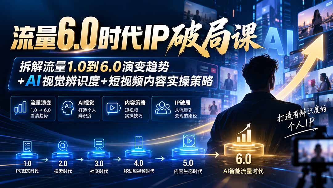 流量6.0时代IP破局课-更新：拆解流量1.0到6.0演变趋势+AI视觉辨识度+短视频内容实操策略-LanTi云网创