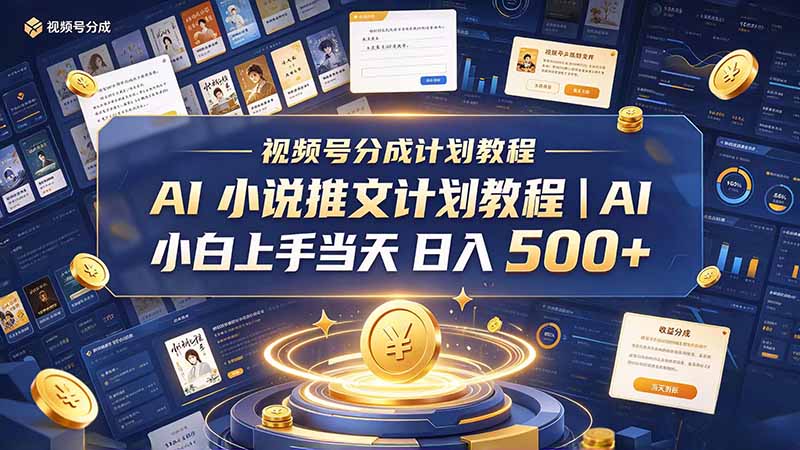 最新视频号分成计划教程｜AI 小说推文，小白上手当天日入 500+-LanTi云网创