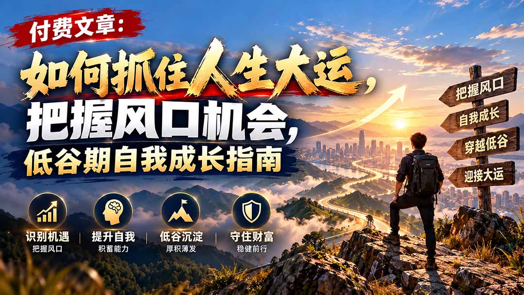 付费文章：如何抓住人生大运，把握风口机会，低谷期自我成长指南-LanTi云网创