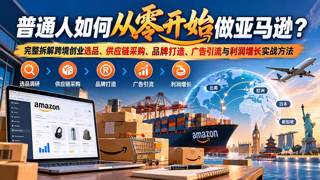 普通人如何从零开始做亚马逊？完整拆解跨境创业选品、供应链采购、品牌打造、广告引流与利润增长实战方法-LanTi云网创