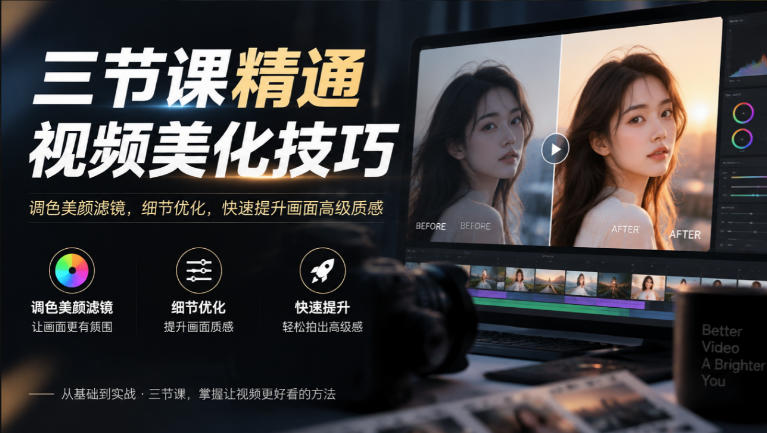 三节课精通视频美化技巧｜调色美颜滤镜，细节优化，快速提升画面高级质感-LanTi云网创