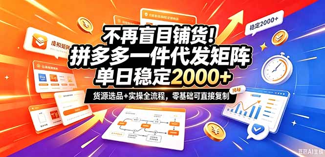 不再盲目铺货！拼多多一件代发矩阵落地攻略，提供优质货源店铺运营全流程，零基础可直接复制-LanTi云网创