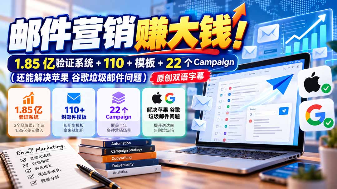 邮件营销赚大钱！1.85亿验证系统+110+模板+22个Campaign(还能解决苹果 谷歌垃圾邮件问题-LanTi云网创