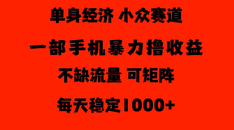 26年暴力单身经济，稳定日入500-1k，不缺流量，流量极大，冷门小众赛道，门槛低小白轻松上手【揭秘】-LanTi云网创