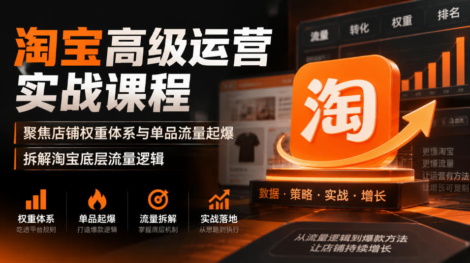 淘宝高级运营实战课程，聚焦店铺权重体系与单品流量起爆，拆解淘宝底层流量逻辑-LanTi云网创