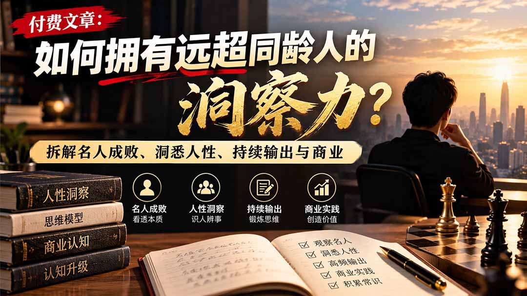 付费文章：如何拥有远超同龄人的洞察力？拆解名人成败、洞悉人性、持续输出与商业实践-LanTi云网创