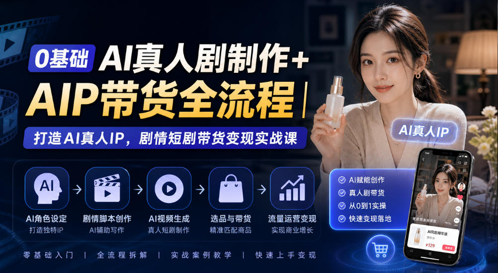 0基础AI真人剧制作+AIP带货全流程｜打造AI真人IP，剧情短剧带货变现实战课-LanTi云网创