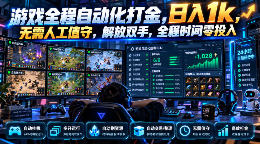 游戏全程自动化打金，日入1k，无需人工值守，解放双手，全程时间零投入【揭秘】-LanTi云网创
