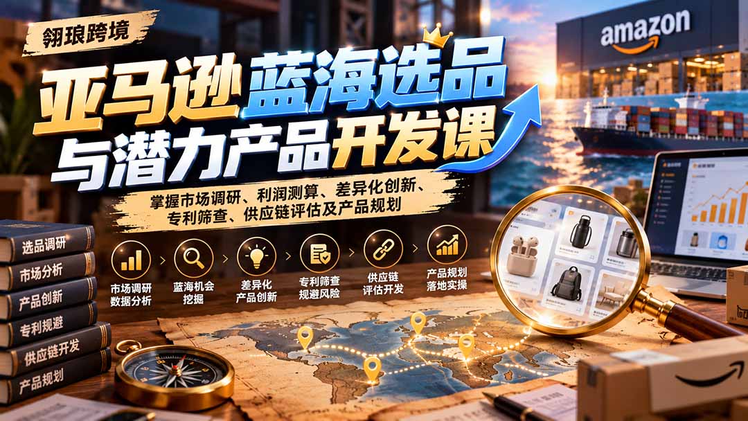 亚马逊蓝海选品与潜力产品开发课：掌握市场调研、利润测算、差异化创新、专利筛查、供应链评估及产品规划-LanTi云网创