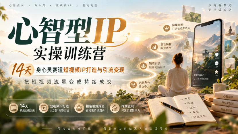 心智型IP实操训练营｜14天身心灵赛道短视频IP打造与引流变现，把短视频流量变成持续成交-LanTi云网创