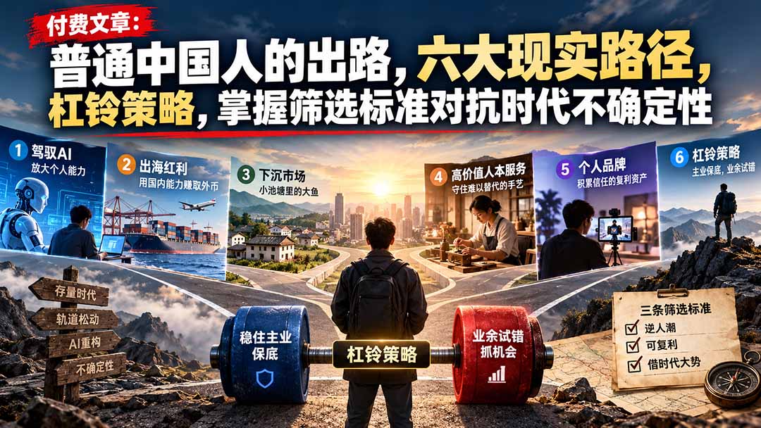 付费文章：普通中国人的出路，六大现实路径，杠铃策略，掌握筛选标准对抗时代不确定性-LanTi云网创