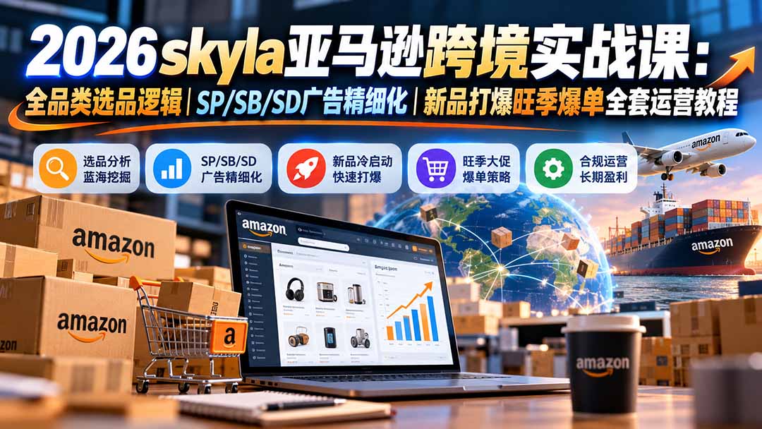 skyla亚马逊跨境实战课-更新1019：全品类选品逻辑｜SP/SB/SD广告精细化｜新品打爆旺季爆单全套运营教程-LanTi云网创