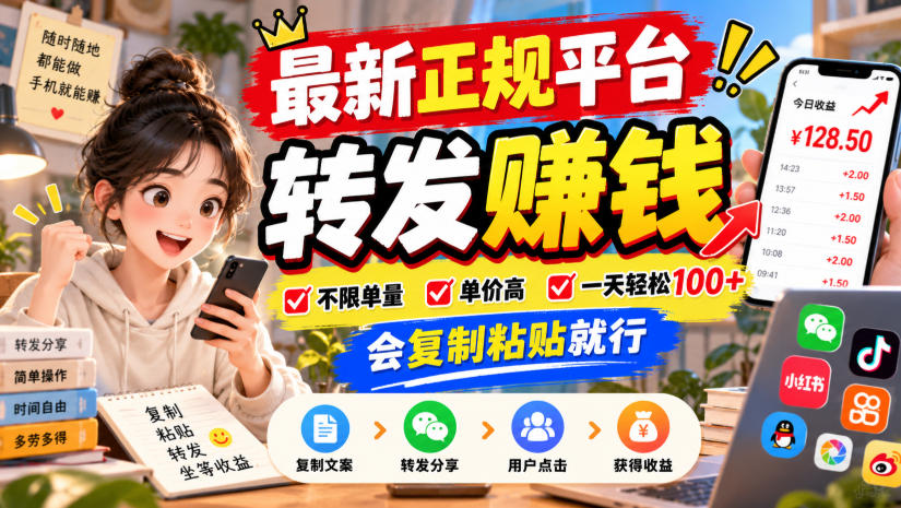 最新正规平台，转发賺钱，不限单量，单价高，一天轻松100+，会复制粘贴就行【揭秘】-LanTi云网创