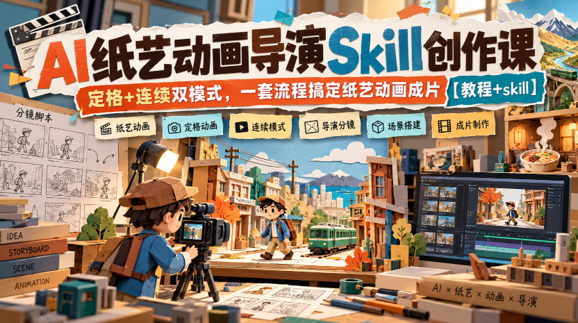 AI纸艺动画导演Skill创作课｜定格+连续双模式，一套流程搞定纸艺动画成片【教程+skill】-LanTi云网创