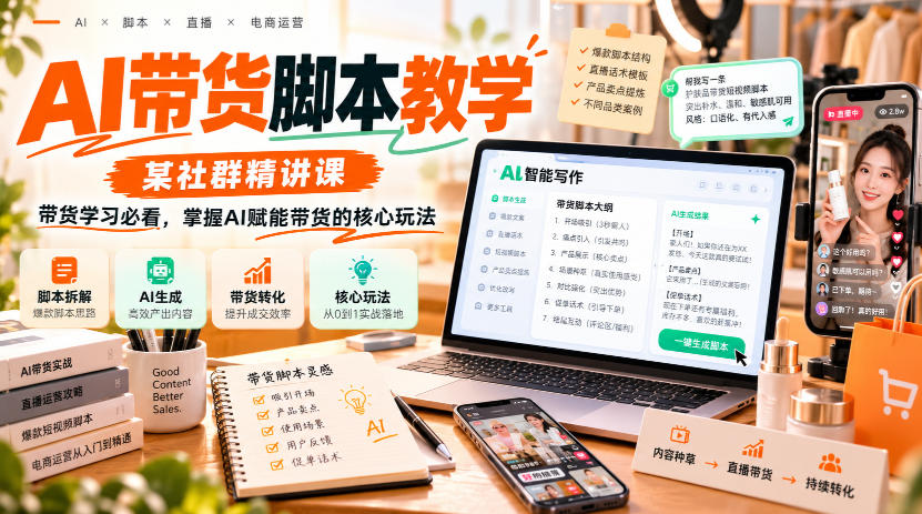 AI带货脚本教学，某社群精讲课，带货学习必看，掌握AI赋能带货的核心玩法-LanTi云网创
