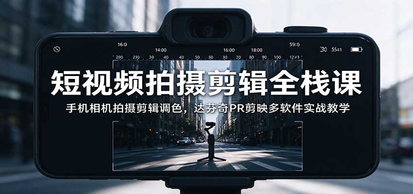 短视频拍摄剪辑全栈课：手机相机拍摄剪辑调色，达芬奇PR剪映多软件实战教学-LanTi云网创