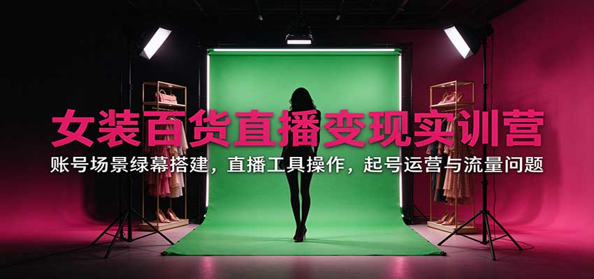 女装百货直播变现实训营：账号场景绿幕搭建，直播工具操作，起号运营与流量问题-LanTi云网创
