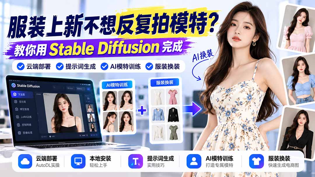 服装上新不想反复拍模特？教你用Stable Diffusion完成云端部署、提示词生成、AI模特训练与换装-LanTi云网创