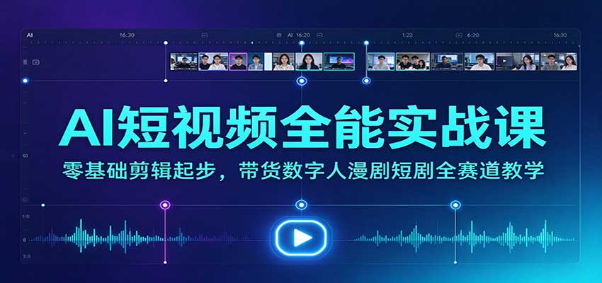 AI短视频全能实战课：零基础剪辑起步，带货数字人漫剧短剧全赛道教学-LanTi云网创