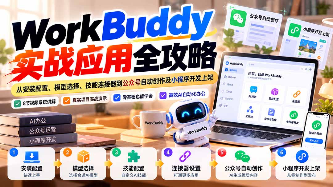 WorkBuddy 实战应用全攻略：从安装配置、模型选择、技能连接器到公众号自动创作及小程序开发上架-LanTi云网创