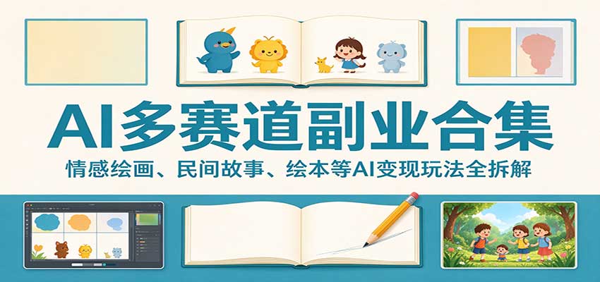 AI多赛道副业合集：情感绘画、民间故事、绘本等AI变现玩法全拆解-LanTi云网创