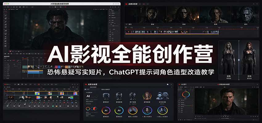 AI影视全能创作营：恐怖悬疑写实短片，ChatGPT提示词角色造型改造教学-LanTi云网创