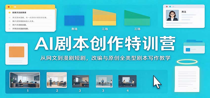 AI剧本创作特训营：从网文到漫剧短剧，改编与原创全类型剧本写作教学-LanTi云网创