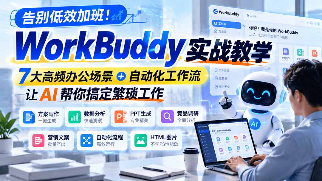 告别低效加班！WorkBuddy实战教学，7大高频办公场景＋自动化工作流，让AI帮你搞定繁琐工作-LanTi云网创