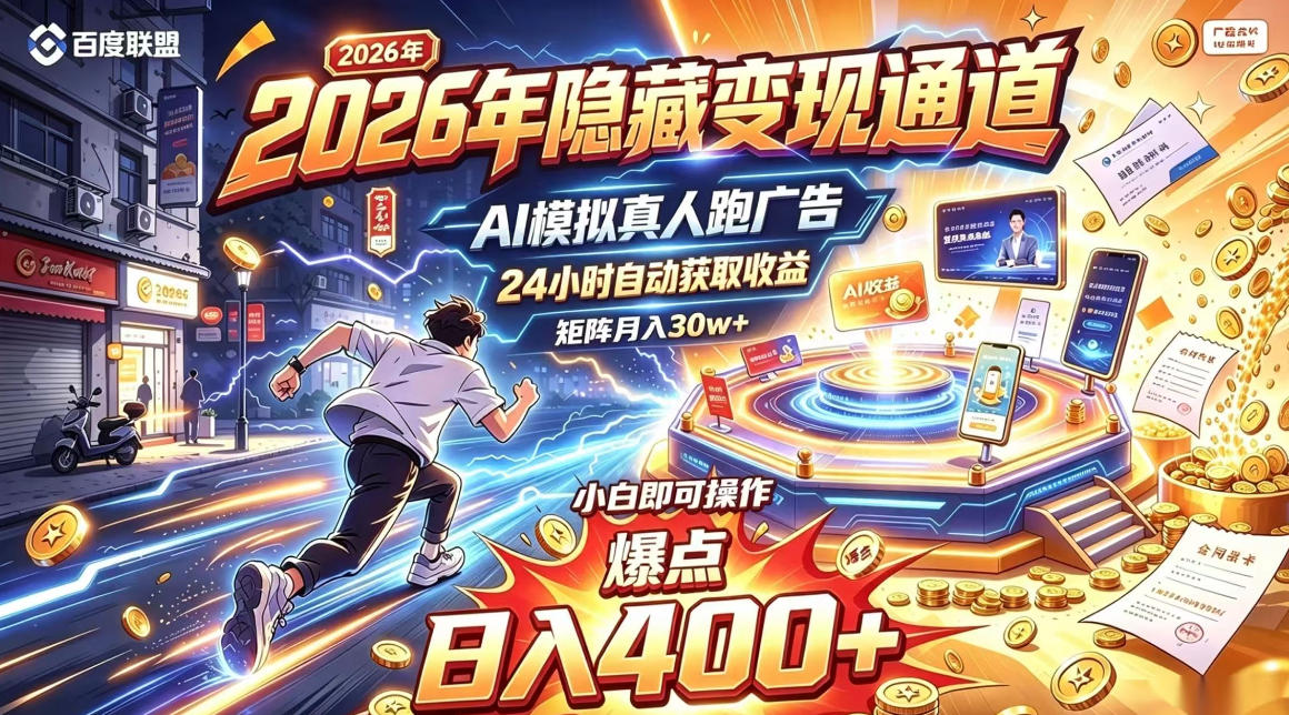 2026年别死磕自媒体，隐藏变现通道，AI模拟真人自动跑广告，小白即可操作，日入400+，矩阵月入可达到30w+【揭秘】-LanTi云网创