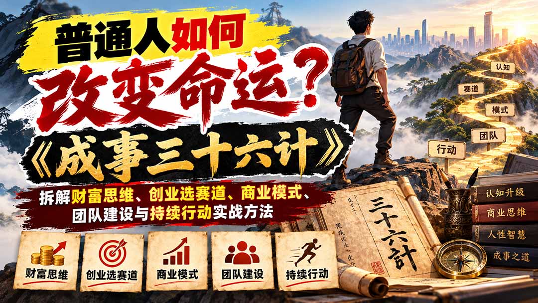 普通人如何改变命运？《成事三十六计》拆解财富思维、创业选赛道、商业模式、团队建设与持续行动实战方法-LanTi云网创