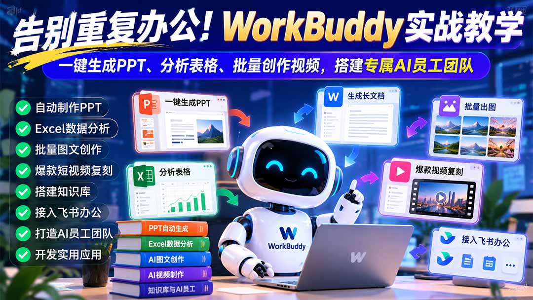 告别重复办公！WorkBuddy实战教学：一键生成PPT、分析表格、批量创作视频，搭建专属AI员工团队-LanTi云网创