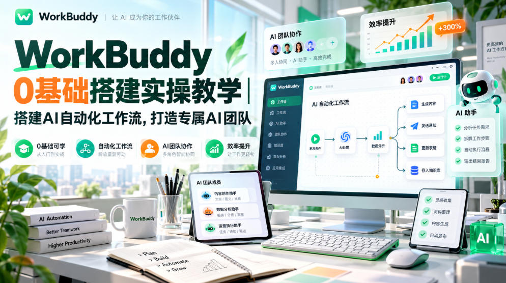 WorkBuddy 0基础搭建实操教学｜搭建AI自动化工作流，打造专属AI团队-LanTi云网创