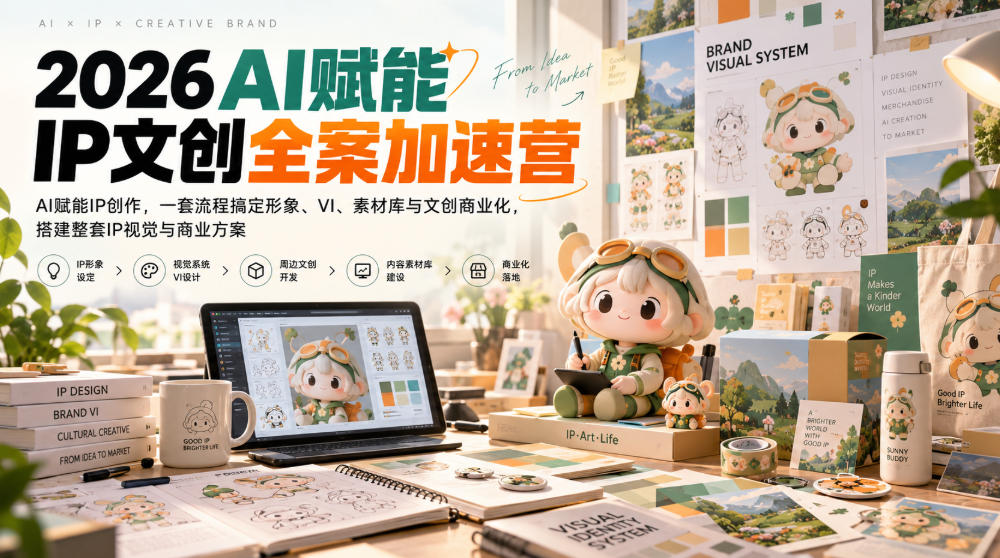 2026AI赋能ip文创全案加速营，AI赋能IP创作，一套流程搞定形象、VI、素材库与文创商业化，搭建整套IP视觉与商业方案-LanTi云网创