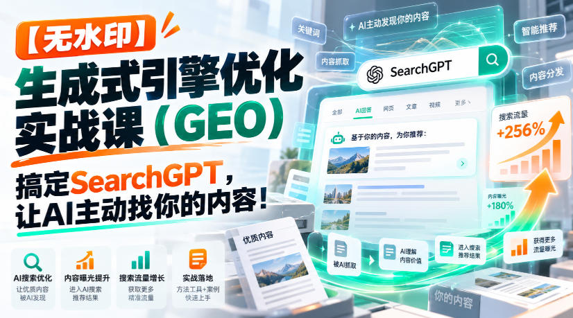 【无水印】生成式引擎优化(GEO)实战课：搞定SearchGPT，让AI主动找你的内容！【原创双语字幕】-LanTi云网创
