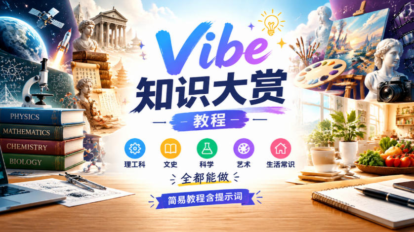 Vibe知识大赏教程，理工科、文史、科学、艺术、生活常识全都能做，简易教程含提示词(更新1025)-LanTi云网创
