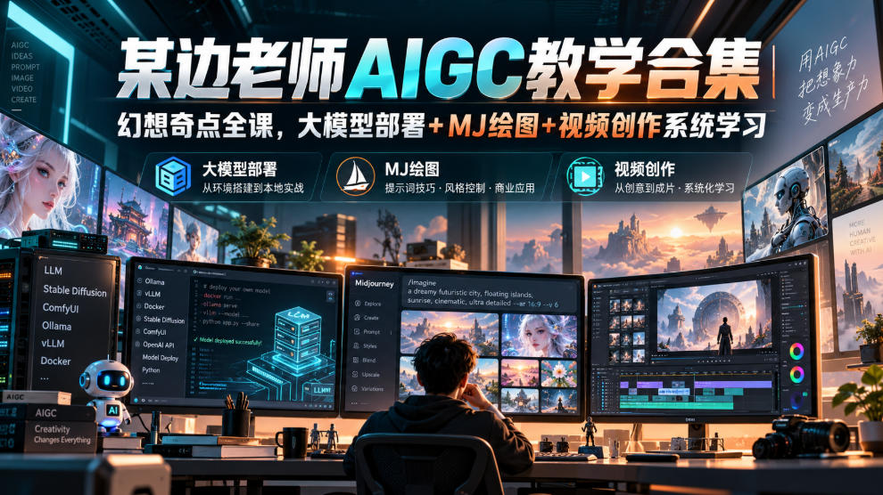 某边老师AIGC教学合集｜幻想奇点全课，大模型部署+MJ绘图+视频创作系统学习-LanTi云网创