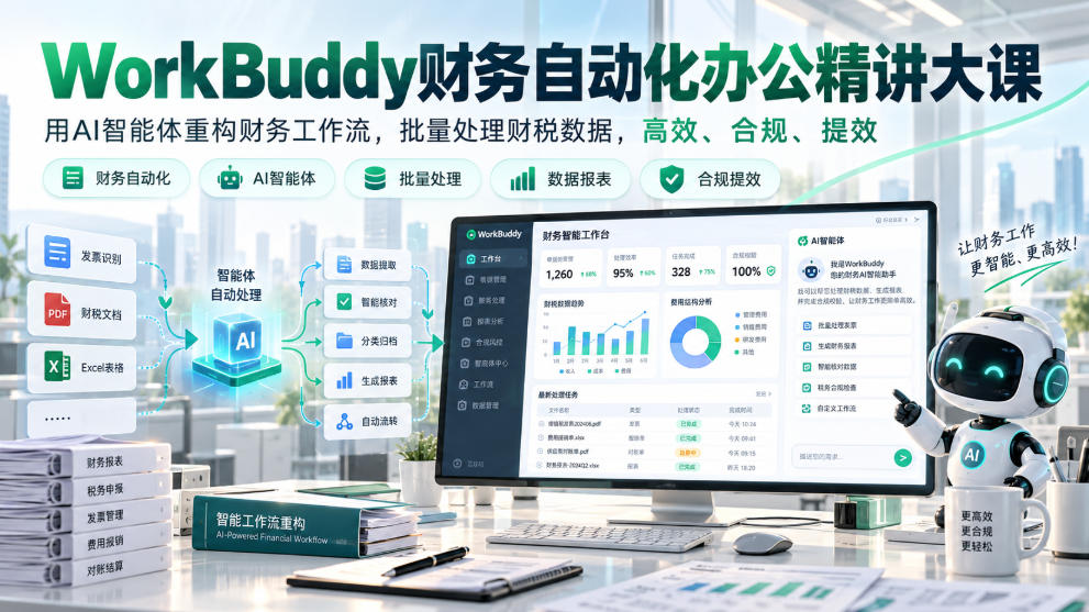 WorkBuddy财务自动化办公精讲大课，用AI智能体重构财务工作流，批量处理财税数据，高效、合规、提效-LanTi云网创