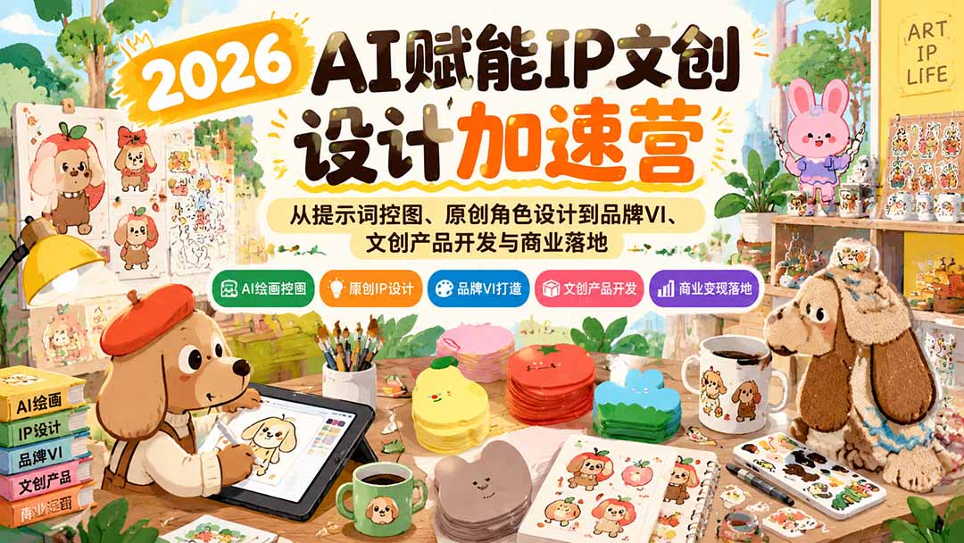 2026AI赋能IP文创设计加速营：从提示词控图、原创角色设计到品牌VI、文创产品开发与商业落地-LanTi云网创
