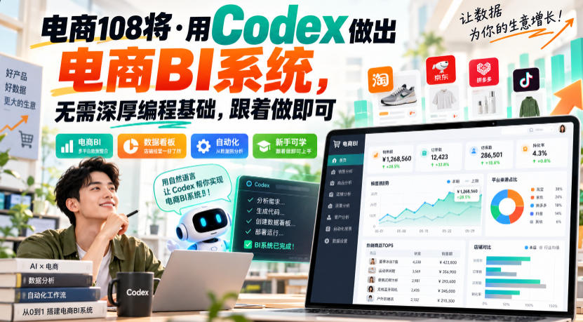 电商108将·用Codex做出电商BI系统，无需深厚编程基础，跟着做即可(更新1026)-LanTi云网创