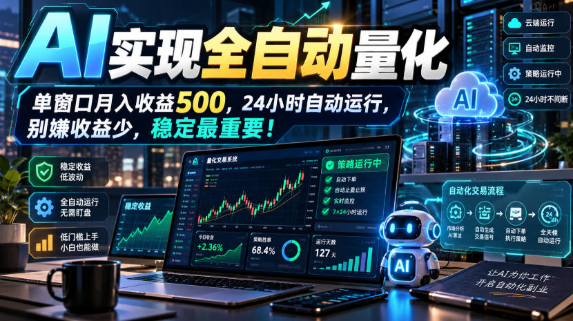 AI全自动量化项目，长期稳定可落地，0门槛躺赚稳定项目！-LanTi云网创