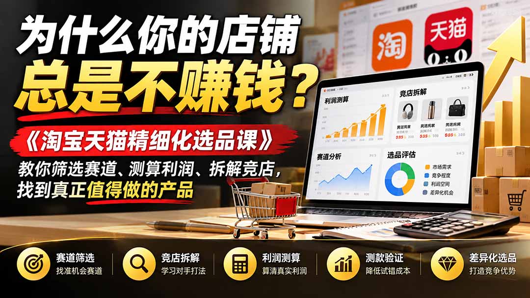 为什么你的店铺总是不赚钱？《淘宝天猫精细化选品课》教你筛选赛道、测算利润、拆解竞店，找到真正值得做的产品-LanTi云网创