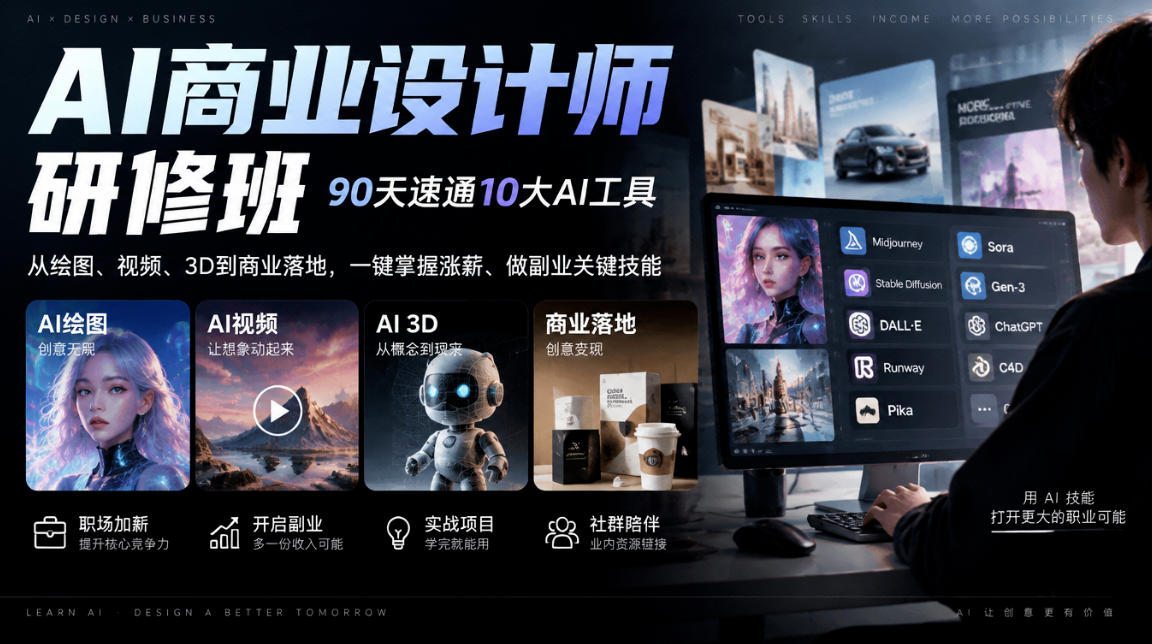 AI商业设计师研修班：90天掌握10大AI工具与商业落地-LanTi云网创