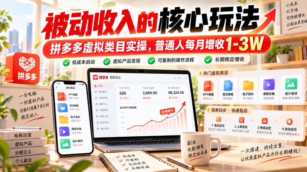 拼多多虚拟类目实操：被动收入核心玩法揭秘-LanTi云网创
